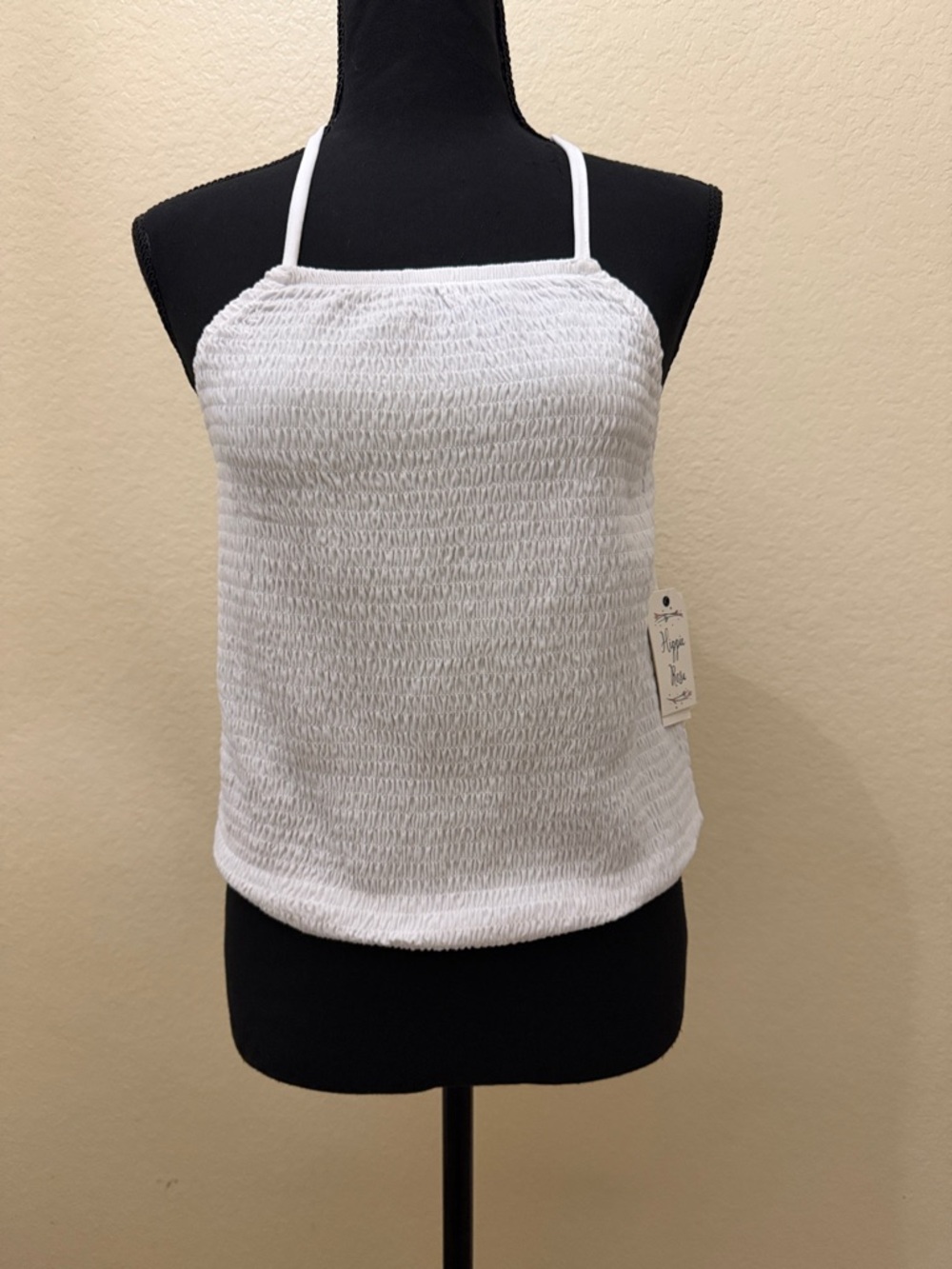 Hippie Rose White Smocked Halter Camisole